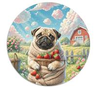 Pug Puzzle Rond 1000 Pièces Animauxs Pets Cute Enfants Cadeau Original DécoRation Murale Classiques 1000pcs (67.5x67.5cm)