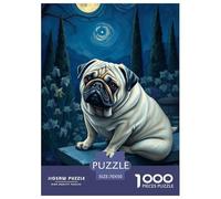 Pug Puzzles 1000 Pieces Cadeau Unique Animaux de Compagnie Dog Jeu Éduchatif Défi Jouet À De Qualité Supérieure Peinture Art pour Adultes Et Enfants À Partir De 12 Ans 70x50cm/1000pcs