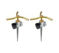 Pugermering 2 Pièces Arroseur Rotatif Métal Tête Trois Bras Base Roues Distribution Égale Eau Robuste Convient Pelouse Jardin Ferme Cour