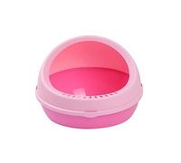 Pugermering Bac à Litière pour Chat Plateau Toilette Pot pour Animaux Bac à Sable Bord Haut Matériau Épais Détachable Filtration Efficace Adapté pour Chats Lapins, Rose