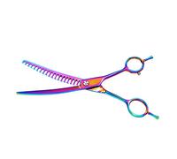 Pugermering Ciseaux de Coupe pour Poils de Chien en Acier Inoxydable à Courbure vers Le Bas, Ciseaux à et à Mélanger, pour Une Utilisation à Domicile et E, 6,5 Pouces