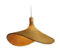 Pugermering En Bambou avec Abat-jour En Forme de Chapeau, 30 Cm - Ampoule Non Incluse - Décoration Rustique Faite Main