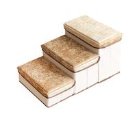 Pugermering Escalier pour Chien Aide à Rampe Pliante Marches de Rangement Échelle pour Sofa en Flanelle Résistante Adapté pour L'Accès Au Lit et à, Brun