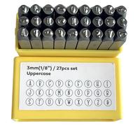 Pugermering Kit de Tamponnage Métal Outils d'Impression Alphabet et Numéros pour Bijoux Ensemble de Tampons pour Gravure sur Cuir Bois Papier Métal Accessoires, Majuscule
