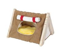 Pugermering Lit, Grotte, Chaud, Portable, Plateforme D'activités, Abri pour Hamster en Hiver, pour Jouer, Se Reposer, Dormir, écureuil, Brun