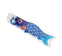 Pugermering Manchon Décoratif Extérieur en Soie Artificielle Imperméable avec Motif de Poisson et de Carpe, Drapeau Japonais, avec Ouverture à Fil, Idéal pour Les, Bleu, 50cm