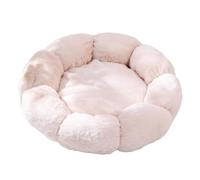 Pugermering Panier pour Chat D'intérieur, et Moelleux, Antidérapant, en Forme de Caniche, Style Automne/Hiver, Design Adorable, Coussin en Peluch, Blanc Chaud 50cm
