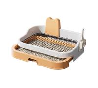 Pugermering Plateau d'apprentissage de La Propreté pour Chiot, en Polypropylène Robuste avec Tiroir, Facile à Nettoyer, Idéal pour La Chambre Ou Un Dortoir, Orange Blanc