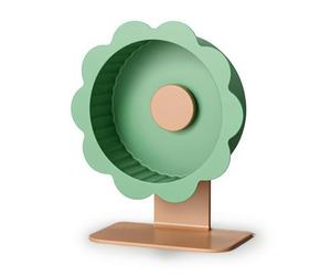 Pugermering Roue d'exercice pour Hamster avec Piste Ondulée Centre Rond Support Stable en Facile à Nettoyer Adaptée aux Enfants Décoration Habitat, 26cm, Pays des Merveilles Vert