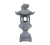 Pugermering Statue Jardin Lanternes Décor Sculpture Résine Artisanat Figurine Multifonctionnelle Adaptée pour Cour Patio Balcon Promenade Espace, 10x10x32cn