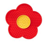 Pugermering Tapis à Lécher pour Chiens avec Ventouses, Coussin en Forme de Fleur, Idéal pour Manger Lentement et pour L'apprentissage du Bain, Rouge