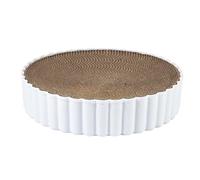 Pugermering Tapis Griffoir Carton Chat Coussinet Griffoir Rond Remplaçable Recyclable Base Cardonnée pour Chat Domestique Convient à la Protection des Meubles, Blanche