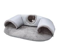 Pugermering Tunnel pour Chat Grotte Tunnel Tapis Maison Lit Chaton Jouet Tissu Matelassé Zippé Pratique Détachable Convient Chats Animaux Lapins Usages Dom, 75cmx55cm