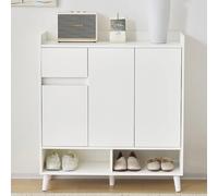 PUGSDRLY Armoire à Chaussures avec étagères réglables H99/B90/T35 cm, Armoire de Rangement Simple pour la Maison,Sideboard avec Base en Bois Massif (White)