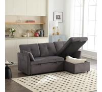 PUGSDRLY Canapé Convertible 3 Places,Canapé d'angle Convertible Modulable,canape Lit avec Rangement,Poche Latérale,Velours Confortable,pour Salons,Chambres (Gris Foncé)