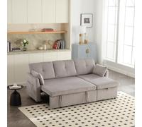 PUGSDRLY Canapé Convertible 3 Places,Canapé d'angle Convertible Modulable,canape Lit avec Rangement,Poche Latérale,Velours Confortable,pour Salons,Chambres (Gris Clair)