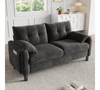PUGSDRLY Canapé d'angle 2 Places,Petit Canapés Confortable avec Poches Latérales,Rembourrage épais,Design Scandinave,Tissu Chenille,pour Salons,Chambres,Appartements (Gris)
