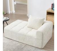 PUGSDRLY Canapé d'angle,Canapé Modulable avec Coussins Amovibles et Lavables,Poches Latérales,No Installation Required,Chenille,pour Salons,Chambres,Appartements (Beige, 1 Place)