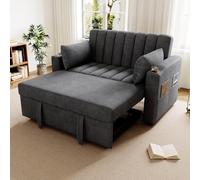 PUGSDRLY Canapé d'angle Convertible 2 Places avec Dossier Réglable,Porte-gobelet et 2 Coussins,Canapé Lit 2 Places avec Poches Latérale,pour Salon,Chambre,Appartement (Gris)