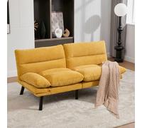 PUGSDRLY Canapé d'angle Convertible 2 Places,Petit Canape 2 Places avec Dossier et Accoudoirs Réglables,Pieds Métalliques,pour Salons,Chambres (Moutarde)