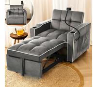 PUGSDRLY Canapé Lit 1 Place Convertible,Petit Canapé Salon Convertible avec Dossier Réglable,Chaise Longue Extensible,avec Porte-gobelets et Support pour Téléphone Portable (Gris foncé)