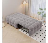PUGSDRLY Canape Lit 1 Place Convertible,Pouf Salon,Canapé Convertible,Design Rétractablem,Lit Capitonné 1 Place,Tissu Peluche (Gris)