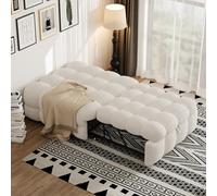 PUGSDRLY Canape Lit 1 Place Convertible,Pouf Salon,Canapé Convertible,Design Rétractablem,Lit Capitonné 1 Place,Tissu Peluche (Beige)