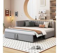 PUGSDRLY Canapé Lit Convertible 90/180x200cm,Canapé Lit 2 Places Convertible Multifonctionnel,lit gigogne,sommier à Lattes,Tissu Velours,sans Matelas (Gris)