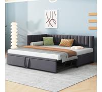 PUGSDRLY Canapé Lit Convertible 90/180x200cm,Canapé Lit 2 Places Convertible Multifonctionnel,lit gigogne,sommier à Lattes,Tissu Velours,sans Matelas (Gris foncé)