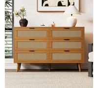 PUGSDRLY Commode avec Poignées Métalliques et Six Tiroirs,Adaptée aux Chambres à Coucher,Salons et Bureaux,Facile à Assembler