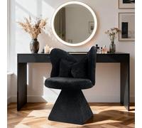 PUGSDRLY Fauteuil de Dressing Pivotant à 360° avec Dossier Papillon en Velours,Conçu de Manière Ergonomique pour Les Salons,Les Bureaux et Les Espaces de Loisirs (Black)
