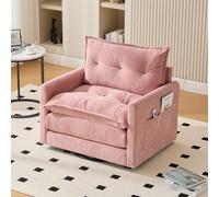 PUGSDRLY Fauteuil Salon,Chaise Pivotante à 360° avec Large et épais Coussin,Poches Latérales,Fauteuil Relax,Grand Canapé d'angle Simple pour Salon,Chambre Bureau (Rose)