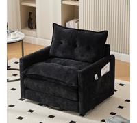 PUGSDRLY Fauteuil Salon,Chaise Pivotante à 360° avec Large et épais Coussin,Poches Latérales,Fauteuil Relax,Grand Canapé d'angle Simple pour Salon,Chambre Bureau (Noir)