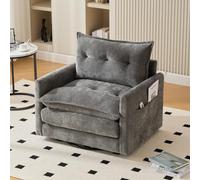 PUGSDRLY Fauteuil Salon,Chaise Pivotante à 360° avec Large et épais Coussin,Poches Latérales,Fauteuil Relax,Grand Canapé d'angle Simple pour Salon,Chambre Bureau (Gris)