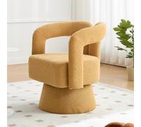 PUGSDRLY Fauteuil Salon,Chaise Pivotante à 360° Confortable avec Accoudoirs,Coussin Moelleux,Fauteuil Relax,Chaise de Bureau pour Salon Chambre Bureau (Jaune Moutarde)