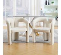 PUGSDRLY Fauteuil Salon Confortable 61x52x71,Fauteuil Relax Moderne,Chaise Coiffeuse,Chaise Salle a Manger avec Accoudoirs,Conception Ergonomique,Tissue Teddy (Beige)