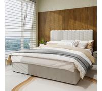 PUGSDRLY Lit Coffre 160x200cm Rembourré,Cadre de Lit 2 Personnes avec Espace de Stockage,Sommier à Lattes Solide,pour Adolescents Adultes (Beige, 160x200)