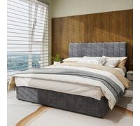 PUGSDRLY Lit Coffre 160x200cm Rembourré,Cadre de Lit 2 Personnes avec Espace de Stockage,Sommier à Lattes Solide,pour Adolescents Adultes (Gris, 160x200)