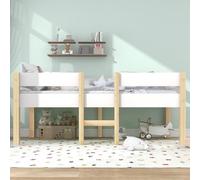 PUGSDRLY Lit d'enfant 90x190cm,Lit mi Hauteur avec Clôture de Sécurité,Cadre de Lit avec Sommier à Lattes en Bois,Lit Mezzanine Enfant(sans Matelas) (90x190-A)