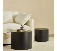 PUGSDRLY Lot de 2 Tables d'appoint avec Coins arrondis, Ensemble de Table Basse Round, Peut être séparé, Structure en MDF, Coffee Table pour Salon et Petit Appartement (Black)