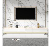 PUGSDRLY Meuble TV avec 3 tiroirs, Support TV Brillant Meuble de Salon avec Grand Espace de Rangement, avec Cadre doré (200 * 40 * 40cm)