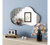 PUGSDRLY Miroir Mural asymétrique 82x2x48.5cm, Cadre métallique, Forme Nuage, Moderne miroirs muraux asymétrique pour entrée, Salon, Chambre ou Salle de Bain