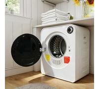 PUGSDRLY Sèche-linge performant 4kg, PTC céramique et tambour inox, Machine à sécher le linge à 4 programmes dont refroidissement, montage mural/pile compact tumble dryer (White)