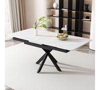 PUGSDRLY Table a Manger Extensible,Table Salle à Manger Rectangulaire,Tables de Salle à Manger Multifonctionnelle,Moderne Minimaliste,Table Basse/Table de Salon,Design Unique (150/180x70x76cm-Blanc)