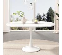 PUGSDRLY Table Ovale Salle à Manger Extensible,Table a Manger Moderne Minimaliste,Multifonctionnelle,pour Salon Cuisine Balcon et Bureau,L100/140*W100*H75cm (Blanc)