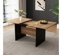 PUGSDRLY Table Salle à Manger Extensible Rectangulaire Multifonctionnelle Moderne Minimaliste, Design Unique (140/180x80x75cm-Natural)