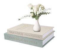 PUGTOW Set de Boîtes à Livres Décoratives en Lin avec Dorure à Chaud - Boîte de Rangement Élégante à Fermeture Magnétique pour Bibliothèque, Salon, Café, Bureau et Décoration de Fête