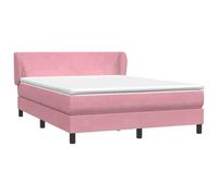 PUGYNBK Box Spring 140 x 220 cm Velours rose | Ressorts ensachés, tête réglable, housse amovible, base à lattes