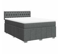 PUGYNBK Box Spring avec matelas 140 x 190 cm, gris foncé | Ressorts ensachés, tête réglable, protège-matelas lavable, lattes incluses