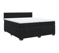 PUGYNBK Box Spring avec matelas en velours noir 200 x 200 cm | Ressorts ensachés, tête réglable, protège-matelas respirant, lattes incluses